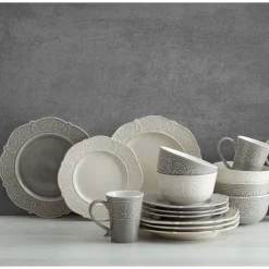 Dinnerware Service For 4|Pfaltzgraff® Abby Gray 16 Piece Dinnerware Set, Service for 4