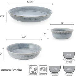 Soup Cereal Bowls|Pfaltzgraff® Amara Smoke 6 Piece Dinnerware Bowl Set, Service for 2