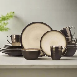 Dinnerware Service For 4|Gourmet Basics® Anastasia Cream 16 Piece Dinnerware Set, Service for 4