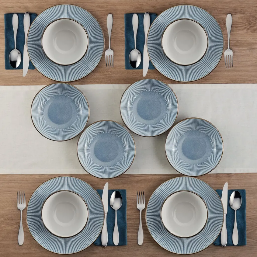 Dinnerware Service For 4|Pfaltzgraff® Arlie Blue 12 Piece Pasta Dinnerware Set, Service for 4