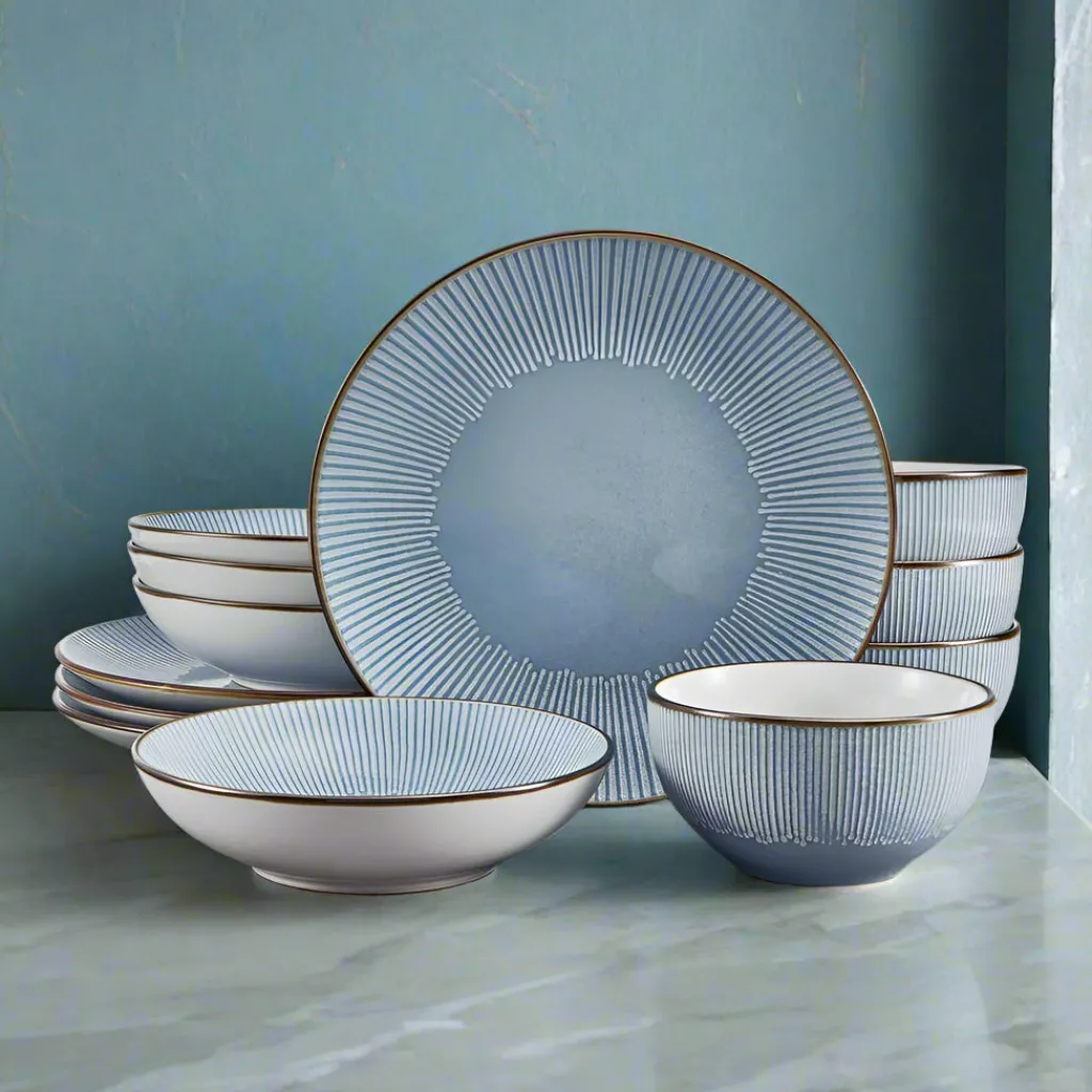 Dinnerware Service For 4|Pfaltzgraff® Arlie Blue 12 Piece Pasta Dinnerware Set, Service for 4