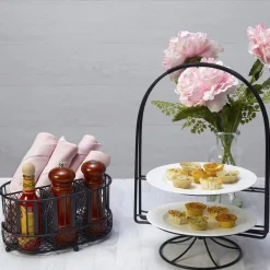 Buffet Caddies|Fruit And Storage Baskets|Gourmet Basics® Band and Stripe Swivel Hostess Buffet Storage Caddy