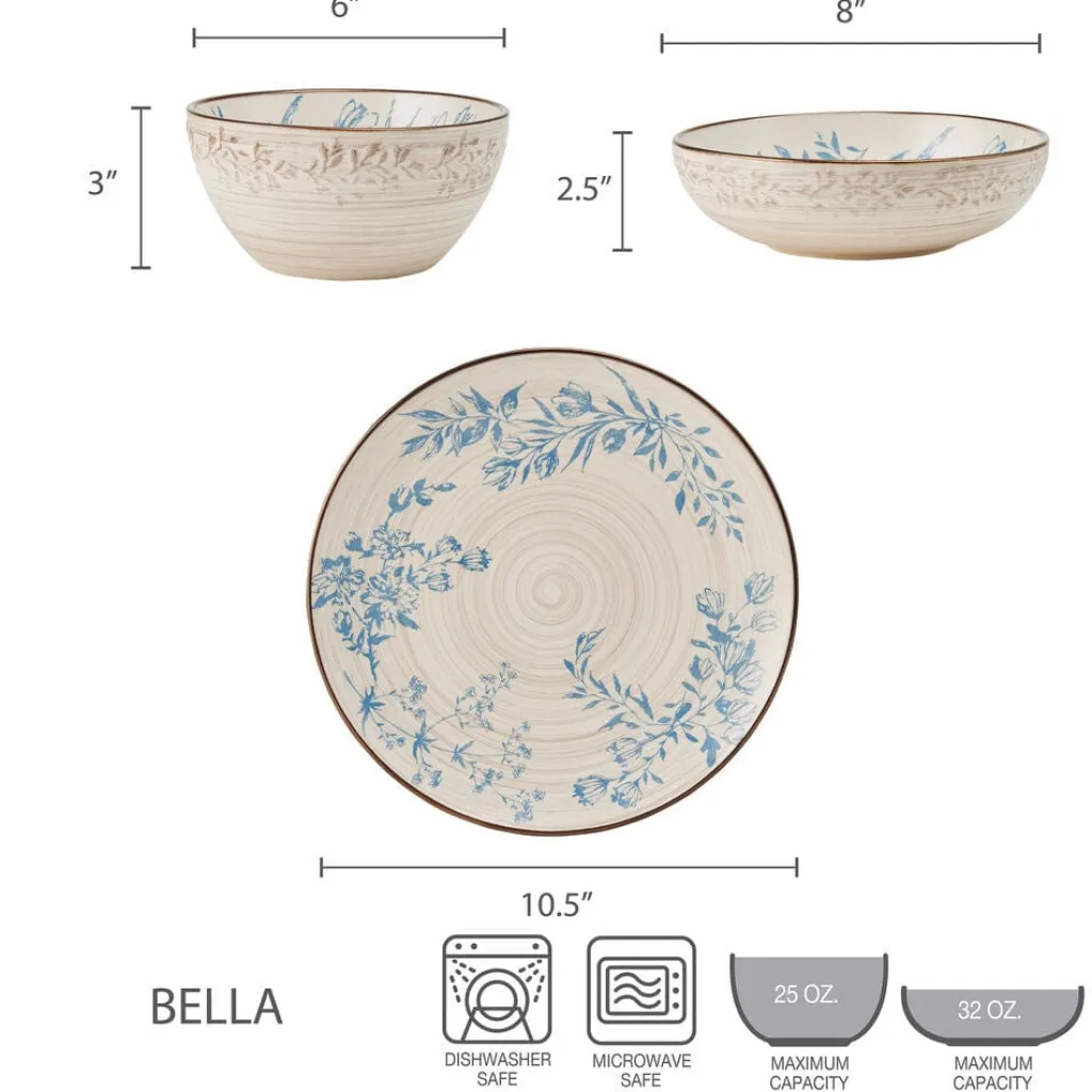 Dinnerware Service For 4|Pfaltzgraff® Bella 12 Piece Dinnerware Set, Service for 4