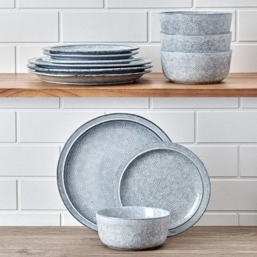 Dinnerware Service For 4|Pfaltzgraff® Blooming Meadow Blue 12 Piece Dinnerware Set, Service for 4