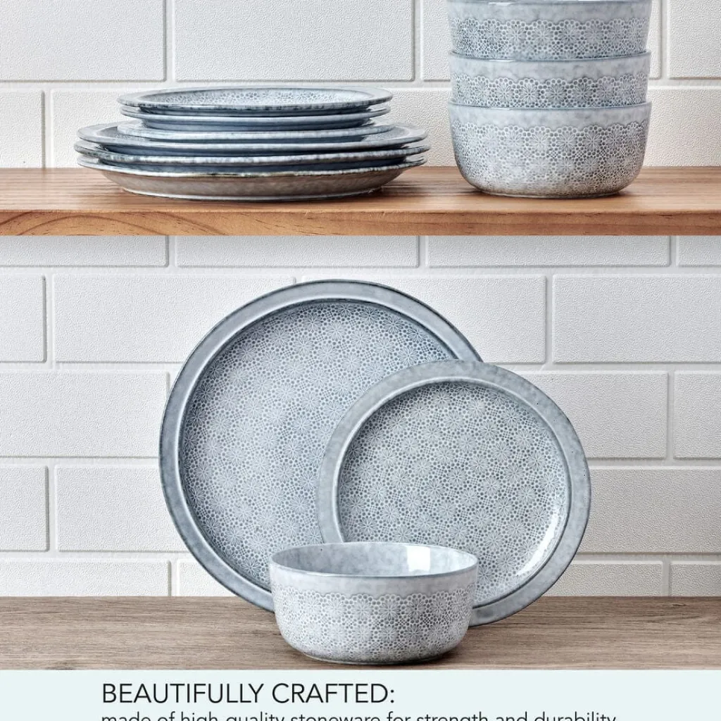 Dinnerware Service For 4|Pfaltzgraff® Blooming Meadow Blue 12 Piece Dinnerware Set, Service for 4