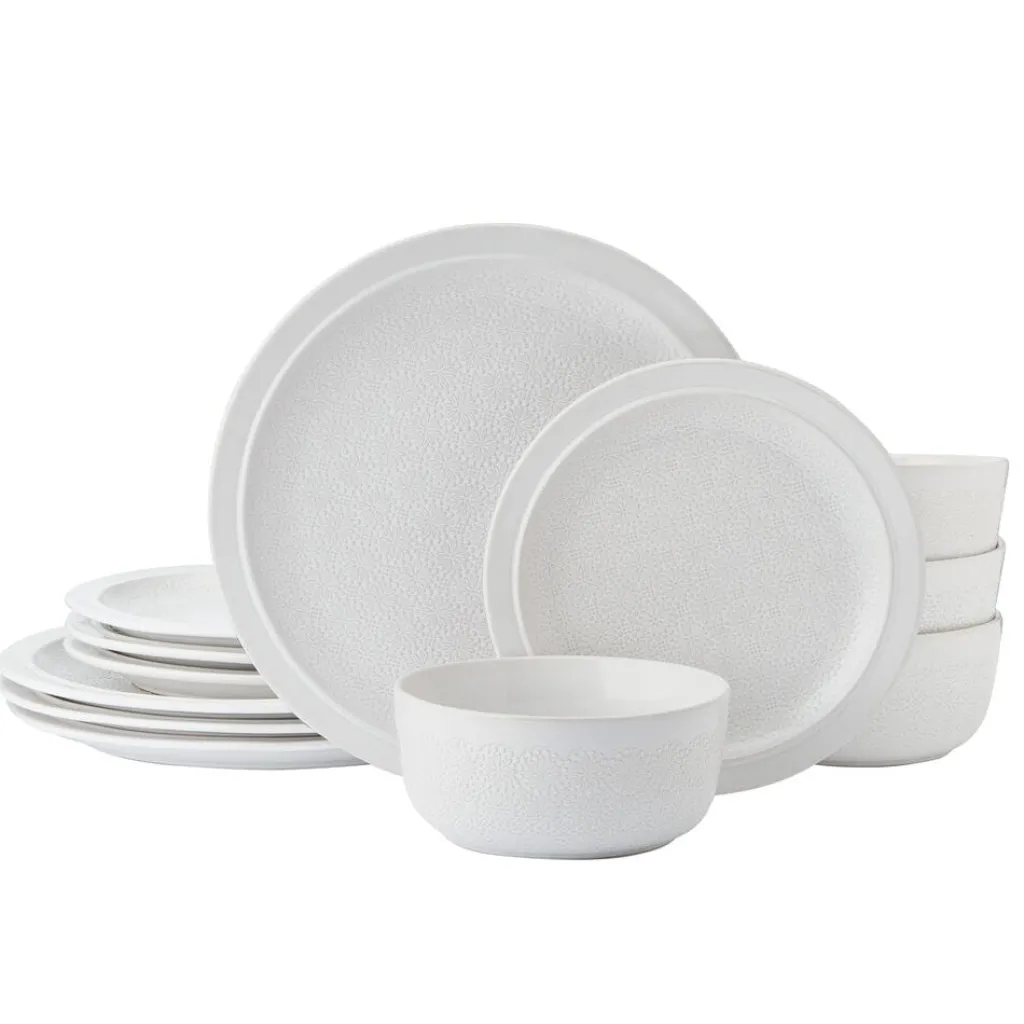 Dinnerware Service For 4|Pfaltzgraff® Blooming Meadow Cream 12 Piece Dinnerware Set, Service for 4