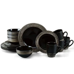 Dinnerware Service For 4|Pfaltzgraff® Bryson Black 16 Piece Dinnerware Set, Service for 4