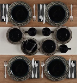 Dinnerware Service For 4|Pfaltzgraff® Bryson Black 16 Piece Dinnerware Set, Service for 4