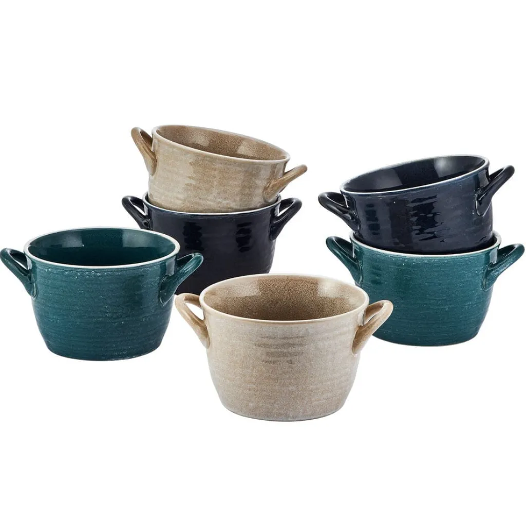 Soup Cereal Bowls|Pfaltzgraff® Cauldron Double Handle Set of 6 Soup Bowls
