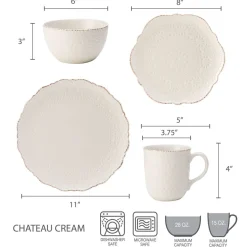Dinnerware Service For 4|Pfaltzgraff® Chateau Cream 16 Piece Dinnerware Set, Service for 4