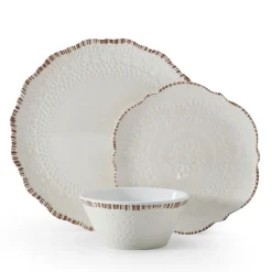 Dinnerware Service For 4|Pfaltzgraff® Chateau Cream 12 Piece Outdoor Melamine Dinnerware Set, Service for 4