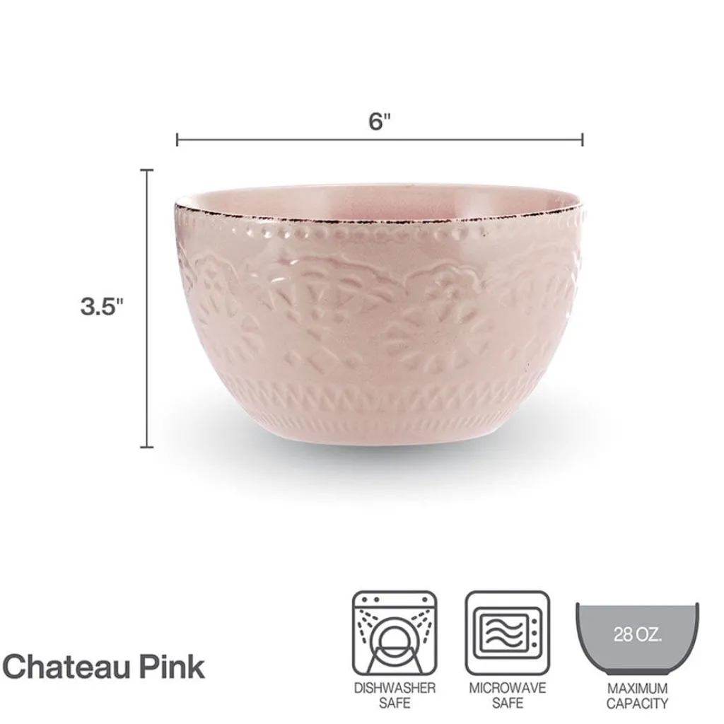 Soup Cereal Bowls|Pfaltzgraff® Chateau Pink Set of 4 Soup Cereal Bowls