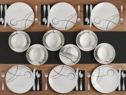 Dinnerware Service For 6|Studio Nova Circles 18 Piece Dinnerware Set, Service for 6