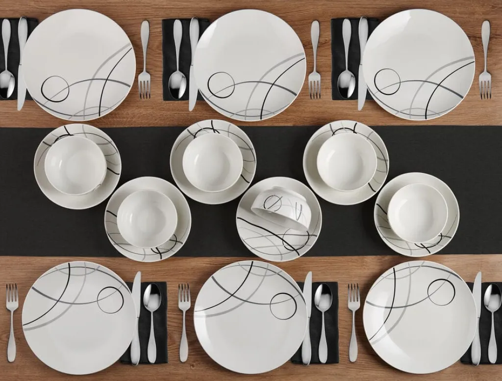 Dinnerware Service For 6|Studio Nova Circles 18 Piece Dinnerware Set, Service for 6