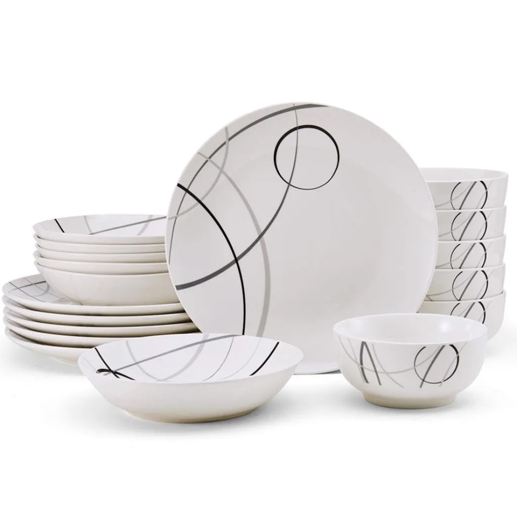 Dinnerware Service For 6|Studio Nova Circles 18 Piece Dinnerware Set, Service for 6