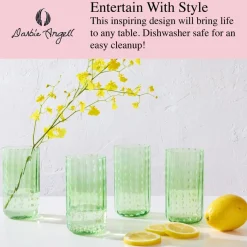 Drinking Glasses|Darbie Angell Dappled Clouds Seafoam Set of 4 Highball Glasses