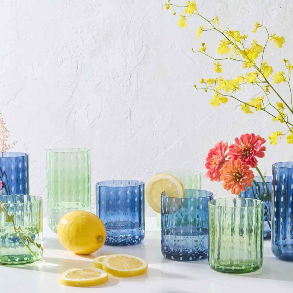 Drinking Glasses|Darbie Angell Dappled Clouds Cobalt Set of 4 Highball Glasses