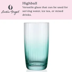 Drinking Glasses|Darbie Angell Good Day Teal Set of 4 Highball Glasses