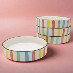 Pasta Bowls|Darbie Angell Happy Spring Summer Set of 4 Pasta Bowls