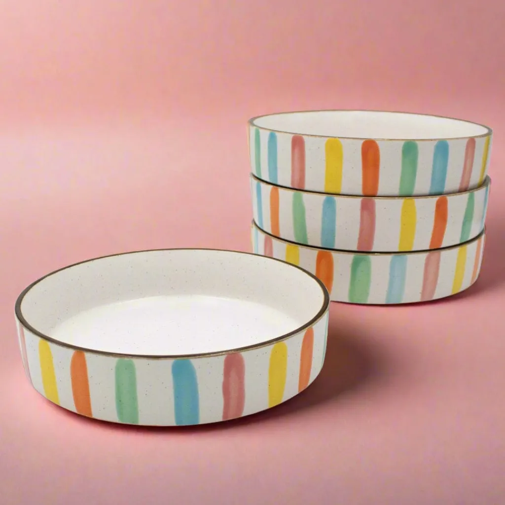 Pasta Bowls|Darbie Angell Happy Spring Summer Set of 4 Pasta Bowls