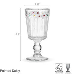 Drinking Glasses|Darbie Angell Painted Daisy Set of 4 Goblets