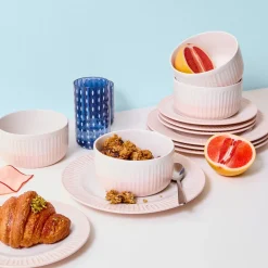 Dinnerware Service For 4|Darbie Angell Rising Up Blush 12 Piece Dinnerware Set, Service for 4