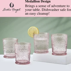 Drinking Glasses|Darbie Angell Wanderlust Blush Set of 4 Double Old Fashioned Glasses