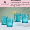 Drinking Glasses|Darbie Angell Wanderlust Teal Set of 4 Double Old Fashioned Glasses