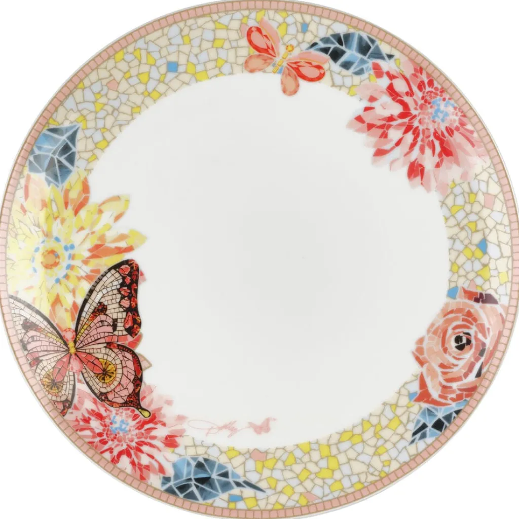 Dinnerware Service For 4|Dolly Parton Mosaic Peach Butterfly 12 Piece Dinnerware Set Service for 4