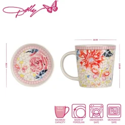 Coffee Mugs|Dolly Parton Mosaic Set of 2 Mugs with Lid Coaster