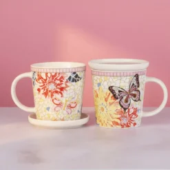 Coffee Mugs|Dolly Parton Mosaic Set of 2 Mugs with Lid Coaster