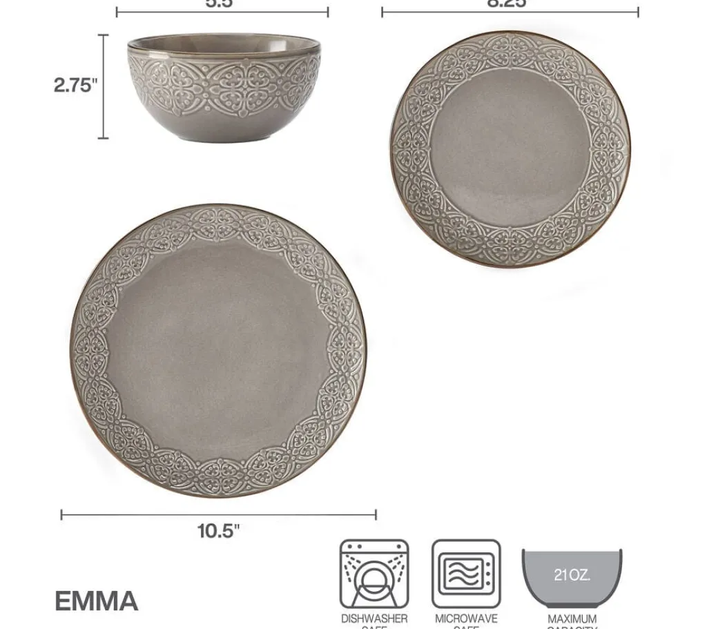 Dinnerware Service For 4|Pfaltzgraff® Emma 12 Piece Dinnerware Set, Service for 4