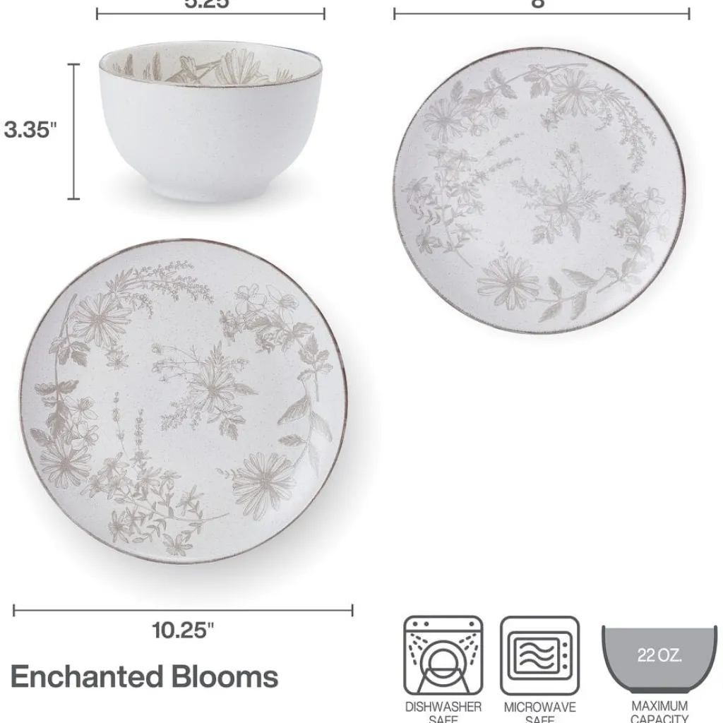 Dinnerware Service For 4|Pfaltzgraff® Enchanted Bloom 12 Piece Dinnerware Set, Service for 4