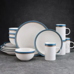 Dinnerware Service For 4|Pfaltzgraff® Ezra Blue 16 Piece Dinnerware Set, Service for 4