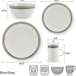 Dinnerware Service For 4|Pfaltzgraff® Ezra Grey 16 Piece Dinnerware Set, Service for 4