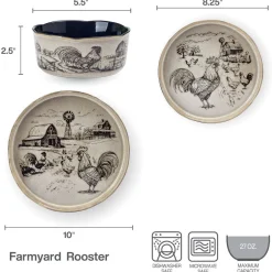 Dinnerware Service For 4|Pfaltzgraff® Farmyard Rooster 12 Piece Dinnerware Set, Service for 4