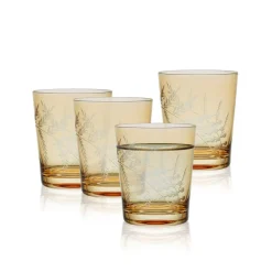 Drinking Glasses|Fitz and Floyd Wildflower Double Old Fashioned Glasses Set of 4, Gold