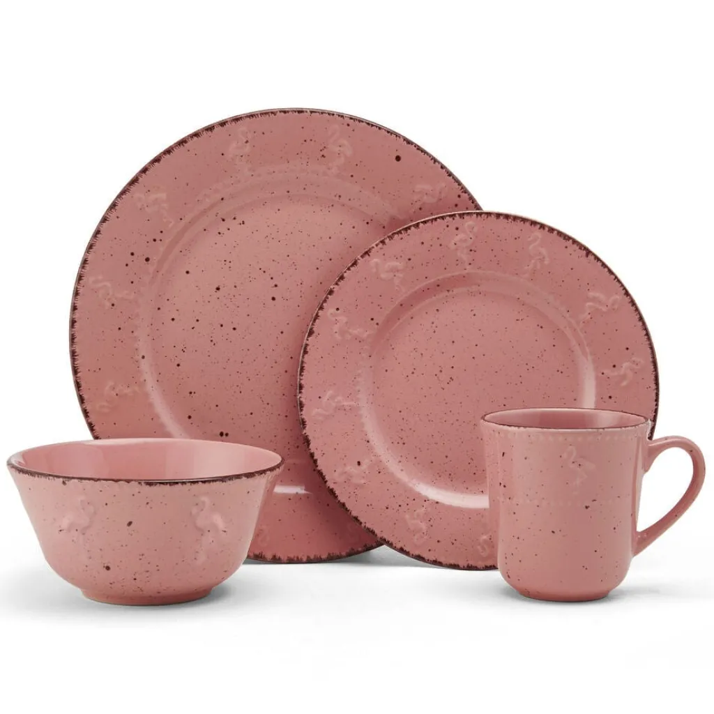 Dinnerware Service For 4|Pfaltzgraff® Flamingo Pink 16 Piece Dinnerware Set, Service for 4