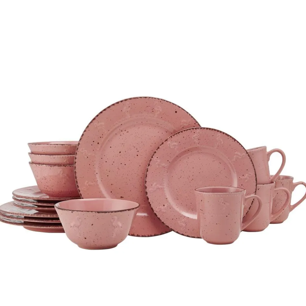 Dinnerware Service For 4|Pfaltzgraff® Flamingo Pink 16 Piece Dinnerware Set, Service for 4