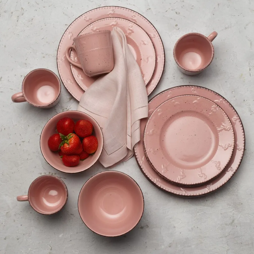 Dinnerware Service For 4|Pfaltzgraff® Flamingo Pink 16 Piece Dinnerware Set, Service for 4