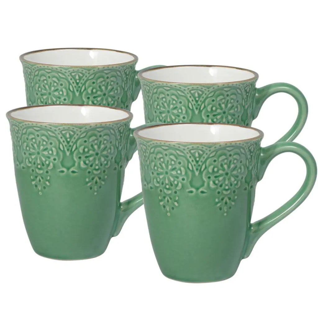 Coffee Mugs|Pfaltzgraff® French Lace Set of 4 Green Mugs
