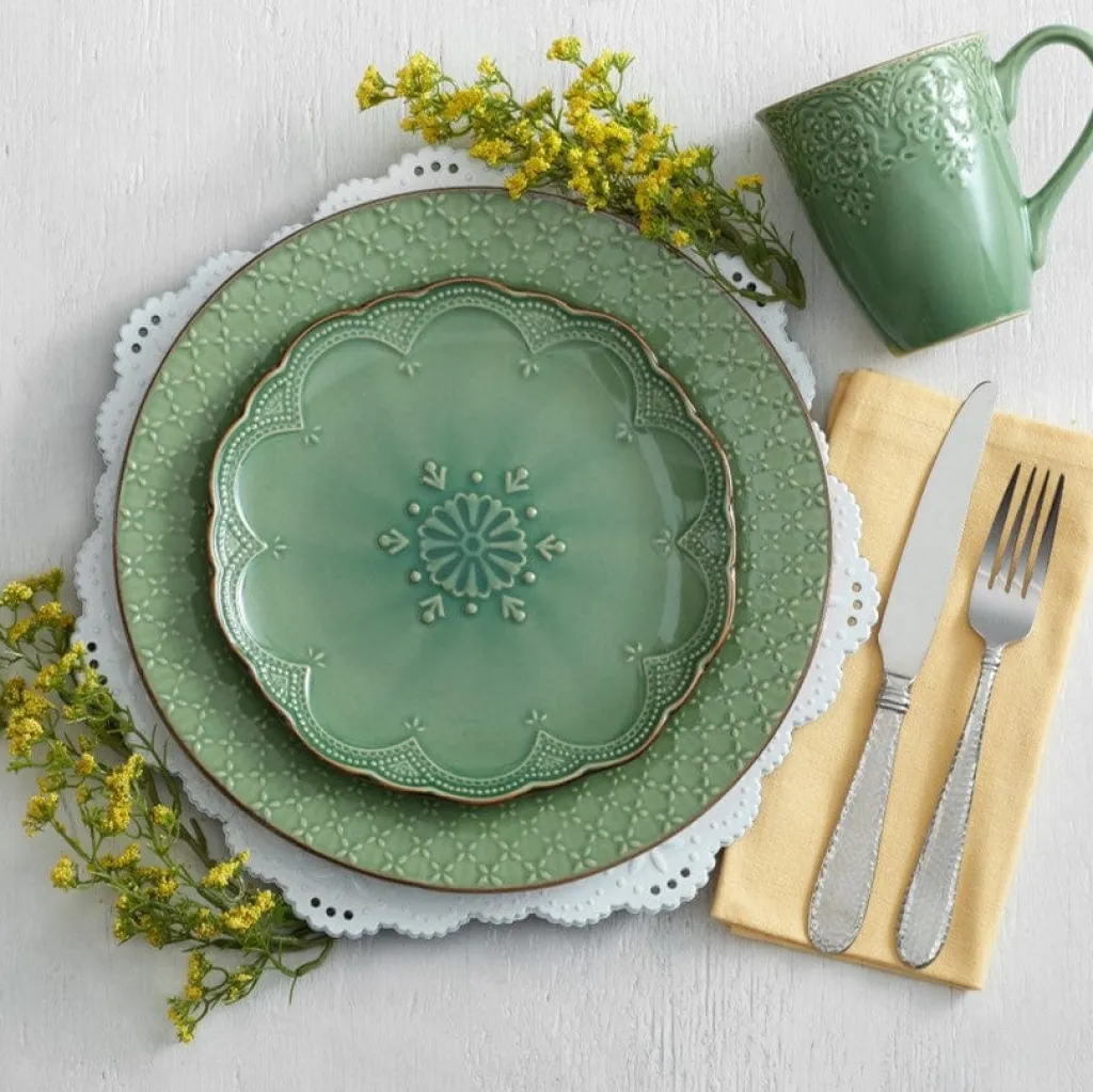 Salad Plates|Pfaltzgraff® French Lace Set of 4 Green Salad Plates
