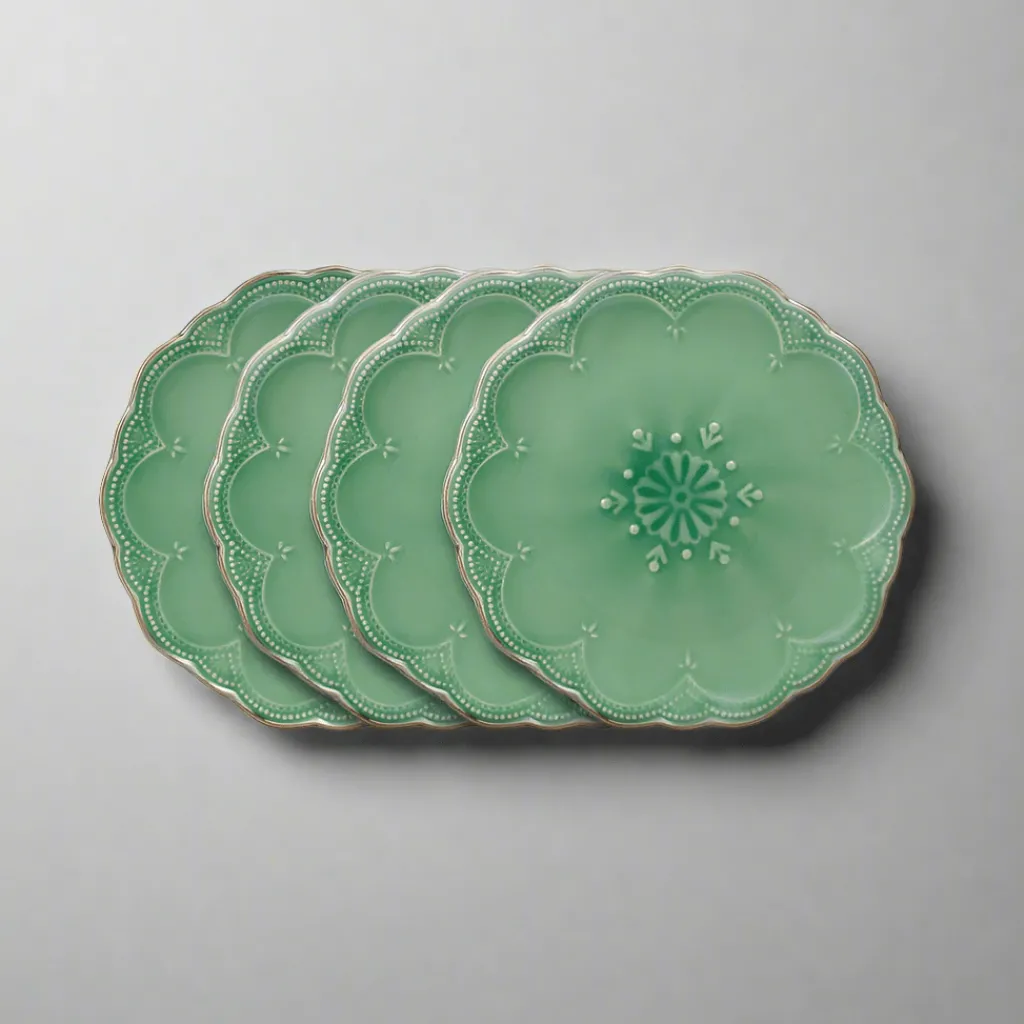 Salad Plates|Pfaltzgraff® French Lace Set of 4 Green Salad Plates