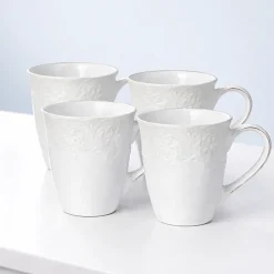 Coffee Mugs|Pfaltzgraff® French Lace Set of 4 White Mugs