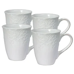 Coffee Mugs|Pfaltzgraff® French Lace Set of 4 White Mugs