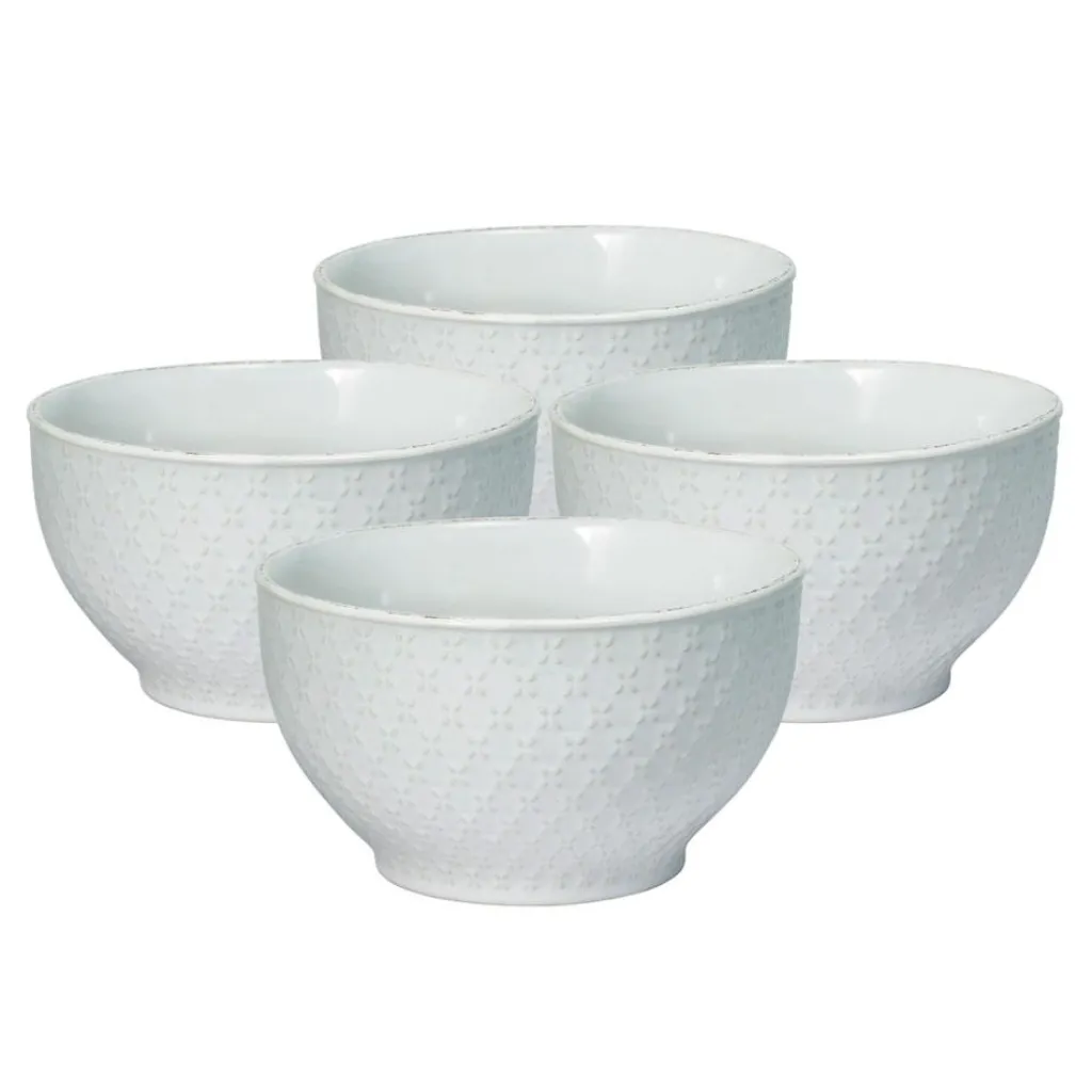 Soup Cereal Bowls|Pfaltzgraff® French Lace Set of 4 White Soup Cereal Bowls