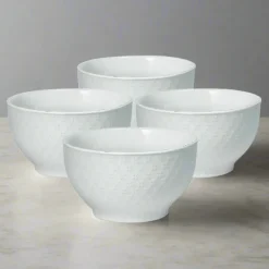 Soup Cereal Bowls|Pfaltzgraff® French Lace Set of 4 White Soup Cereal Bowls