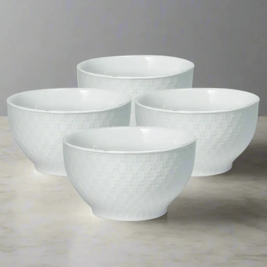 Soup Cereal Bowls|Pfaltzgraff® French Lace Set of 4 White Soup Cereal Bowls