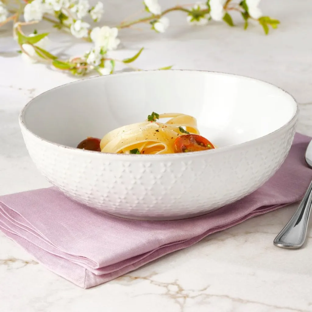 Pasta Bowls|Pfaltzgraff® French Lace White Individual Pasta Bowl