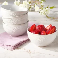 Fruit Bowls|Pfaltzgraff® French Lace White Set of 4 Fruit Bowls